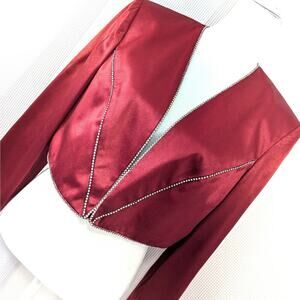 NWOT! EVER BEAUTY! STUNNING RUBY RED IRIDESCENT RHINESTONE TRIMMED JACKET! SZ 12